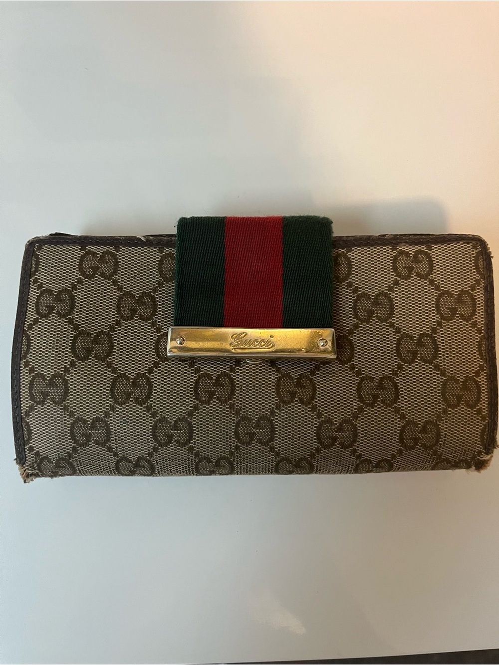 Gucci Brown Monogram Canvas and Leather Wallet